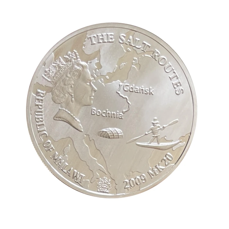 Malawi 20 Kwacha 2009 r. Ag Szlak Solny Bochnia – Uście Solne – Gdańsk Awers