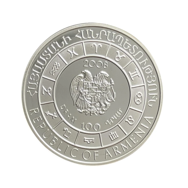 Armenia 100 Dram 2008 r. Ag Znaki Zodiaku "Panna" Awers