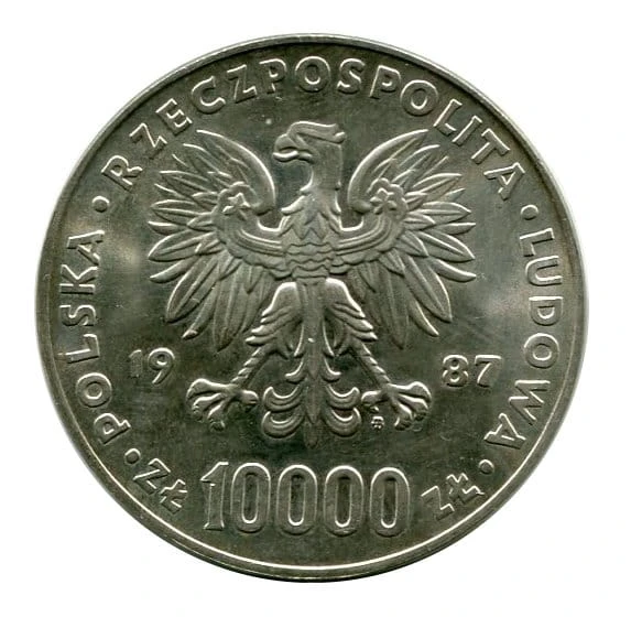 10 000 zł Jan Paweł II 1987 r. 