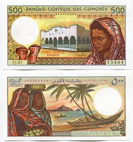 Komory 500 Francs 1994 r. UNC