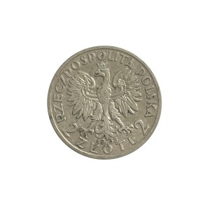 Polska 2 Złote Głowa Kobiety 1933 r. Awers
