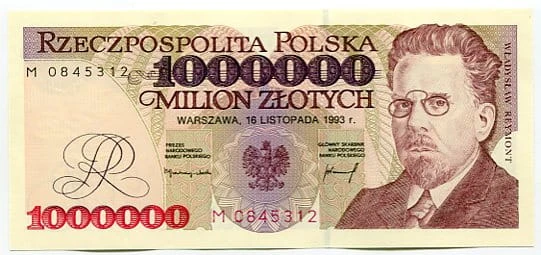 Banknot Polska 1000000 zł z 1993 r. 