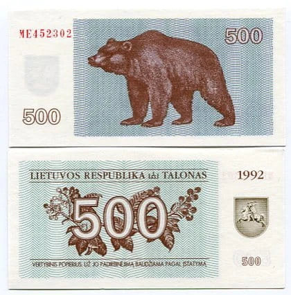 Litwa 500 Talonas 1992 r. UNC