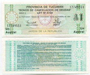 Argentyna Tucuman 1 Austral 1991 r. UNC