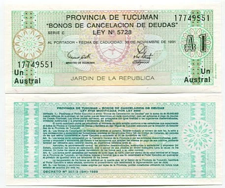 Argentyna Tucuman 1 Austral 1991 r. UNC