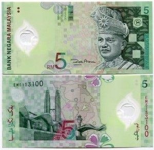 Malezja 5 Ringgit 2004 r. Polimer UNC