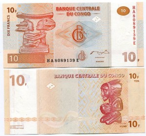 Kongo Demokr. 10 Francs 2003 r. UNC