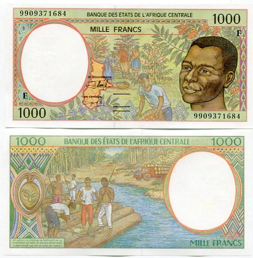 Republika Środkowoafrykańska 1000 Francs 1999 r. UNC