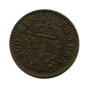 Prusy 1 Pfenning 1860 r. 360 Einen Thaler