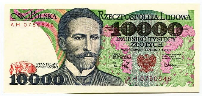 Banknot Polska 10000 zł z 1988 r. UNC