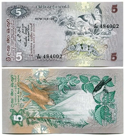 Cejlon 5 Rupees 1979 r. UNC
