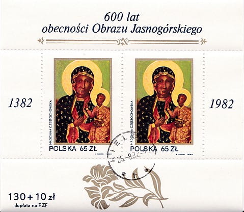 Bloczek 1982 r. 600 lat obecności obrazu jasnogórskiego w klasztorze w Częstochowie