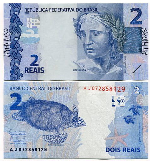 Brazylia 2 Reais 2010 r. UNC