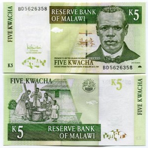 Malawi 5 Kwacha 2005 r. UNC
