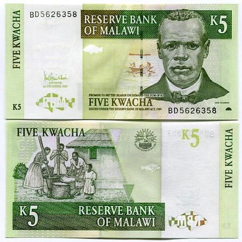 Malawi 5 Kwacha 2005 r. UNC