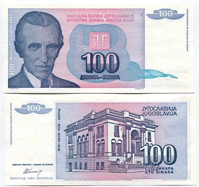 Jugosławia 100 Dinara 1994 r. UNC