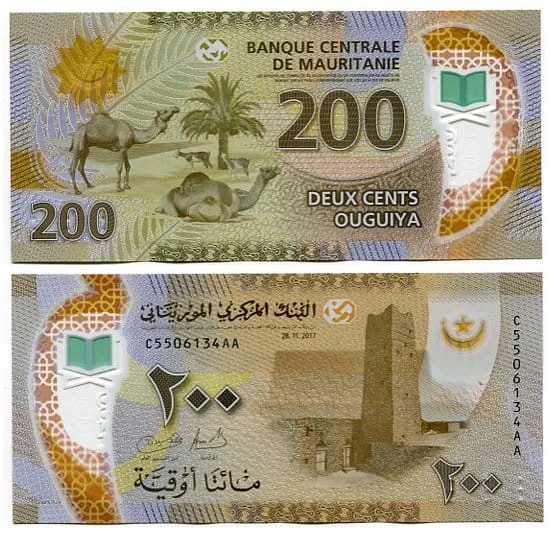 Mauretania 200 Ouguiya 2017 r. Polimer UNC