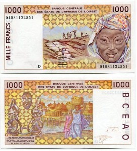 Mali 1000 Francs 2002 r. UNC