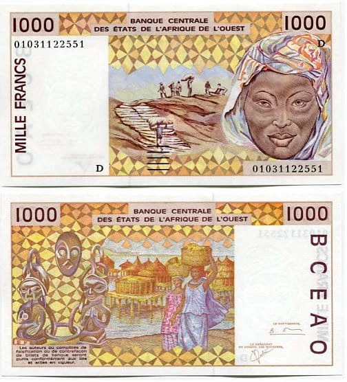 Mali 1000 Francs 2002 r. UNC