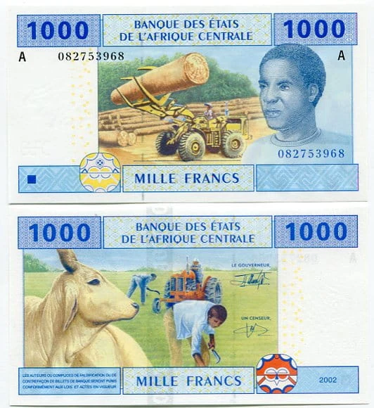 Gabon 1000 Francs 2002 r. UNC