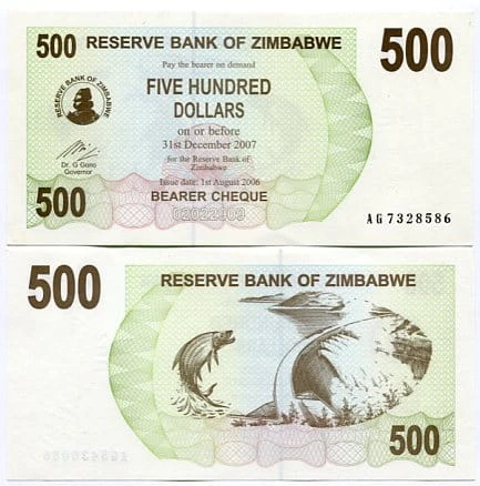 Zimbabwe 500 Dollar 2006 r. UNC