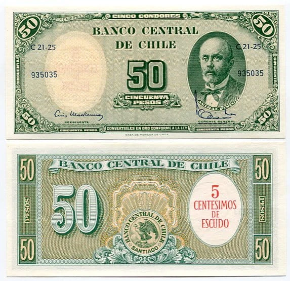 Chile 50 Pesos 1960 r. UNC