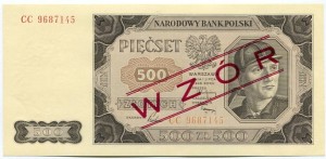 Banknot 500 zł 1948 r. WZÓR