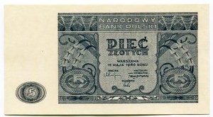 Banknot 5 zł 1946 r.