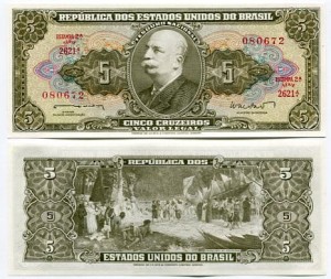 Brazylia 5 Cruzeiros 1962 r. UNC
