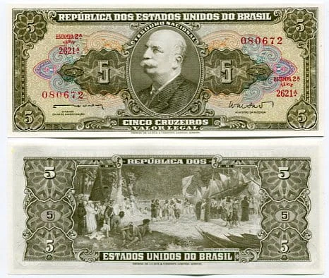 Brazylia 5 Cruzeiros 1962 r. UNC
