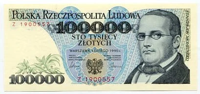 Banknot Polska 100000 zł z 1990 r.