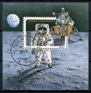 Znaczki 1989 r. 20. rocznica pierwszego lądowania na Księżycu