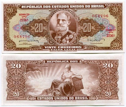 Brazylia 20 Cruzeiros 1962 r. UNC 