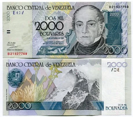 Wenezuela 2000 Bolivares 1998 r. UNC