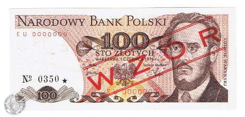 Banknot 100 zł 1979 r. wzór/specimen 