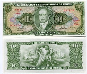 Brazylia 10 Cruzeiros 1966 r. UNC