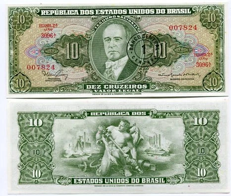 Brazylia 10 Cruzeiros 1966 r. UNC
