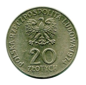 Moneta 20 złotych XXV Lat RWPG 1974 r.