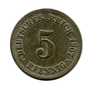 Niemcy 5 Pfennig 1907 r.