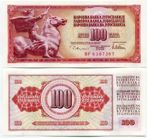 Jugosławia 100 Dinara 1986 r. UNC