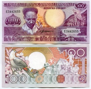 Surinam 100 Gulden 1988 r. UNC