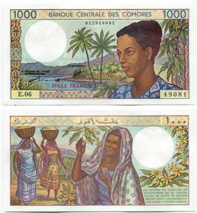 Komory 1000 Francs 1994 r. UNC