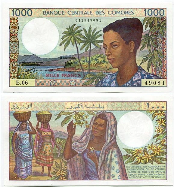 Komory 1000 Francs 1994 r. UNC