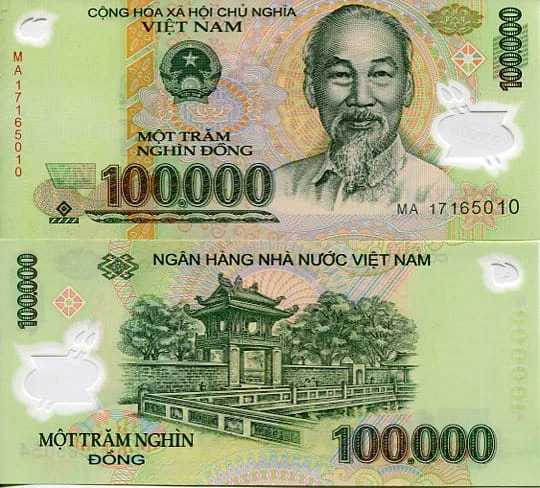 Wietnam 100 000 Dong 2023 r. Polimer UNC