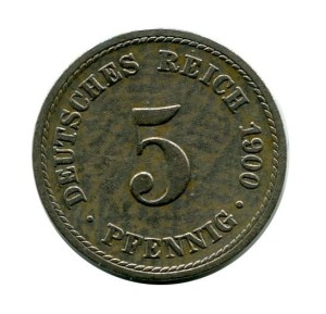 Niemcy 5 Pfennig 1900 r.