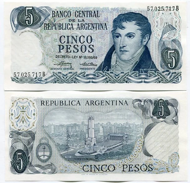 Argentyna 5 Peso 1974 r. UNC