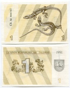 Litwa 1 Talonas 1991 r. UNC