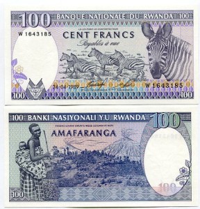 Rwanda 100 Francs 1989 r. UNC