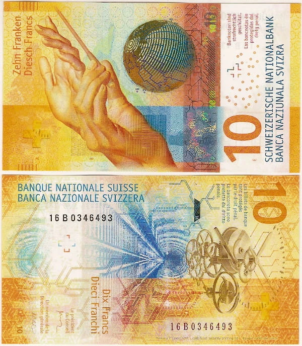 Szwajcaria 10 Franków 2017 r. UNC
