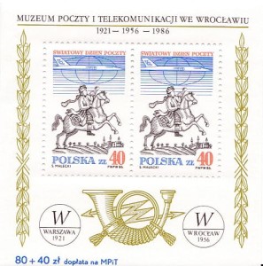 Bloczek 1986 r. Światowy Dzień Poczty